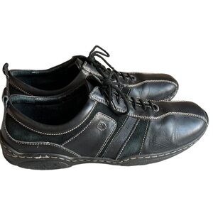 Josef Seibel Men’s Lace Up Minimalist Sneakers. Black Leather & Suede Sz 41EU